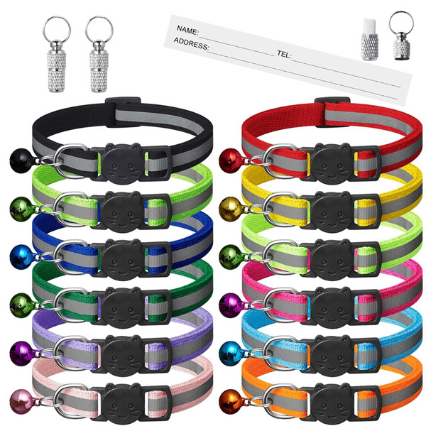 Reflektierendes Katzenhalsband Mit Sicherheitsverschluss 12 StüCk Personalisiert-image