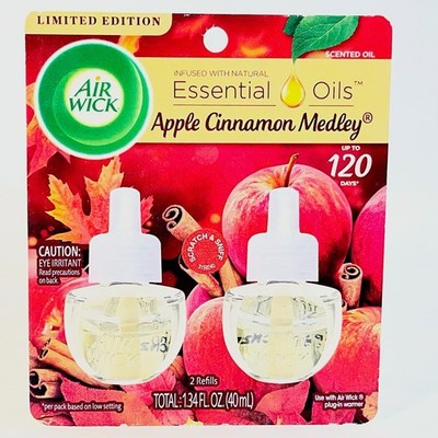 Air Wick Scented Oil Apple Cinnamon Medley 2 Refills Limited Edition NEW