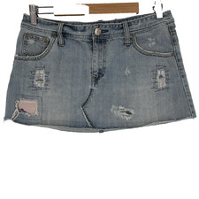 Y2K American Eagle Womens Distressed Micro Mini Skirt Size 10 Denim Vintage