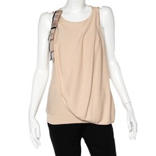 Emporio Armani Beige Knit Overlay Bow Detail Tank Top L