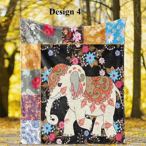 Dragon Elephant Tiger Sloth Bird Flannel Bedspread Sofa Throw Blanket Xmas Gift - Picture 15 of 21