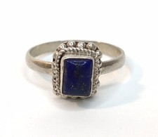 Sterling Silver Ring with Blue Stone 925 Sz 7.5