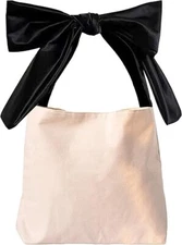 NEW! BOW BAG Canvas Tote Bag Coquette Purse BLACK BOW SHIP FREE