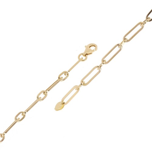 Italian 14k Yellow Gold Hollow Paper Clip Links Bracelet 7" 3.2mm 1.5 grams - Picture 2 of 4