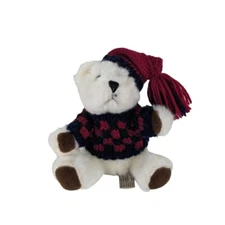 Hug Fun Teddy Bear 6" Christmas Plush Stuffed Animal Blue Red Knit Sweater Hat