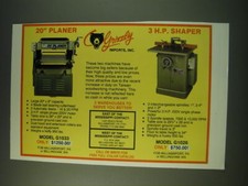 1988 Grizzly 20" Planer Model G1033 and 3 H.P. Shaper Model G1026 Ad