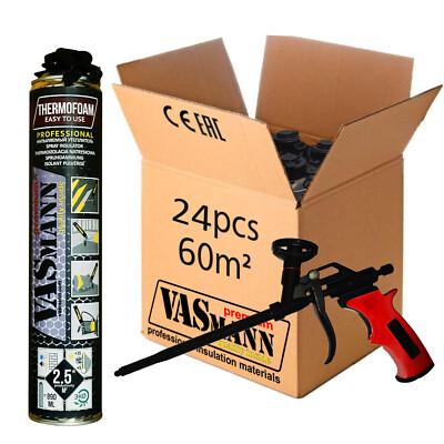 24x Sprüh Dämmung Fassaden, Dach, Wohnmobil, Keller Dämmung EPS/XP+Schaumpistole