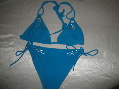 Bikini Brésilien Taille 42 - Imprimé Floral Turquoise - Neuf Sans étiquettes