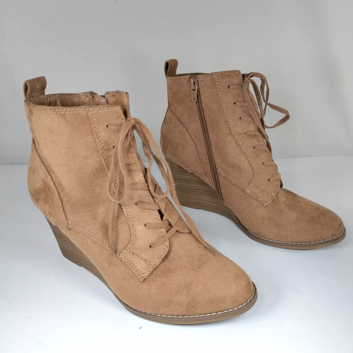 Brown wedge cheap booties