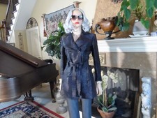 Carolina Herrera Dark Gray/Silver Threads Silk Blend Brocade Thench Coat Size 8