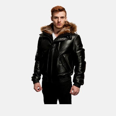 leather goose down bomber jacket