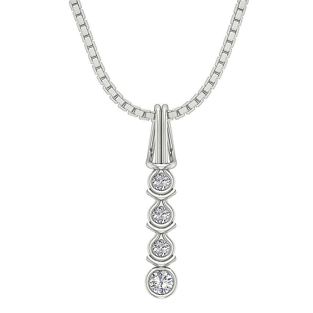 Journey Pendant Necklace Natural Diamond SI1 G Carat 14K