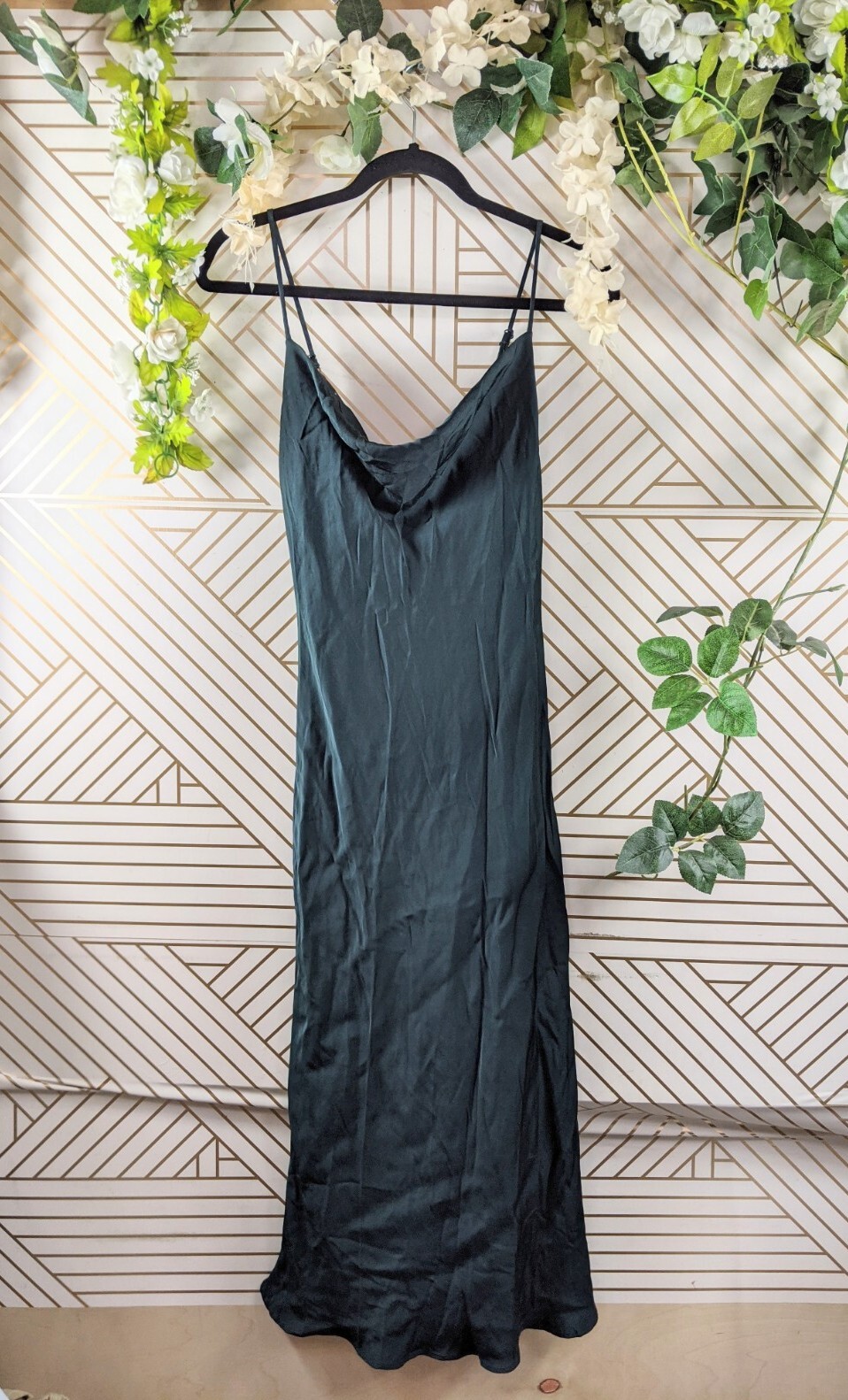 Zara Emerald Green Cowl Neck Slip Dress Sleeveless Si… Gem