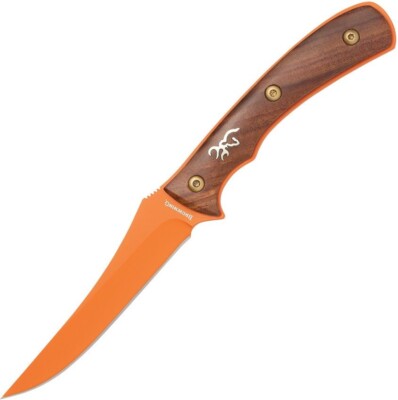 Browning Union Bluf Fixed Knife 4.25'' 9Cr14MoV Steel Blade Brown Wood Handle