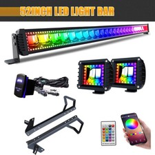 Rgb Led Light Bar 52inch Led Flood Rgb Pods For Jeep Wrangler Jk 2007-2018