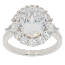 Sterling Silver Semi Mount Ring Setting Oval OV 11x9mm PE 6x4mm White Topaz