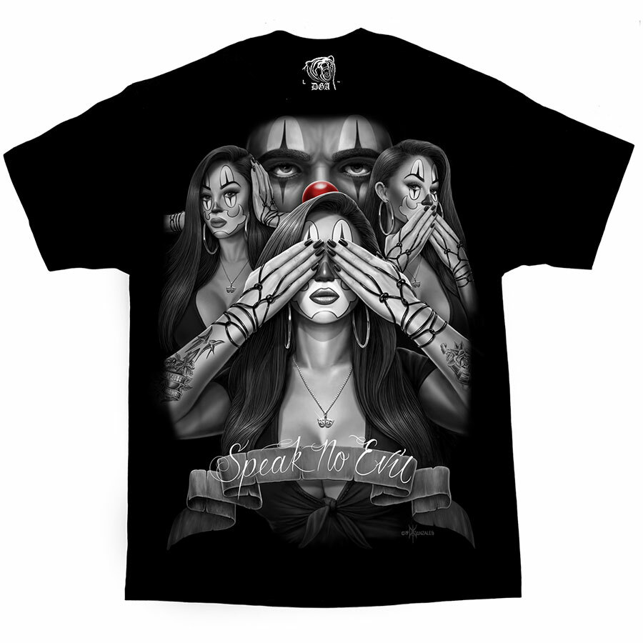 DGA David Gonzales Art Hear See Speak No Evil Clowns Tattoos