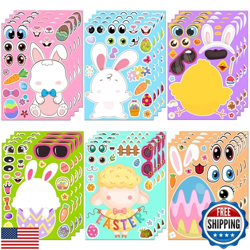 Easter Stickers - DIY Happy Easter Egg Bunny Sticker for Kids, Easter Crafts