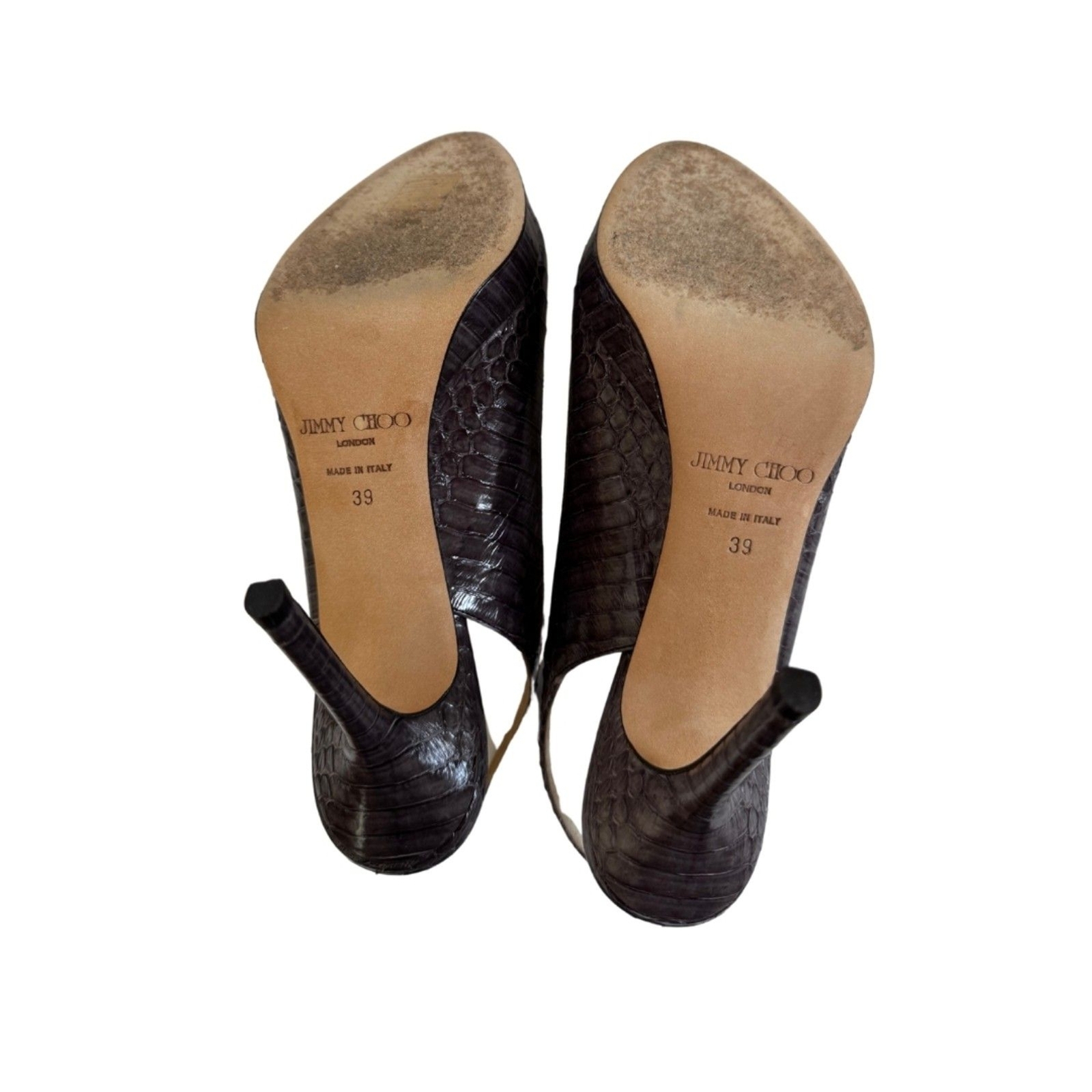 Jimmy Choo Purple-Brown Python Embossed Peep-Toe … - image 8