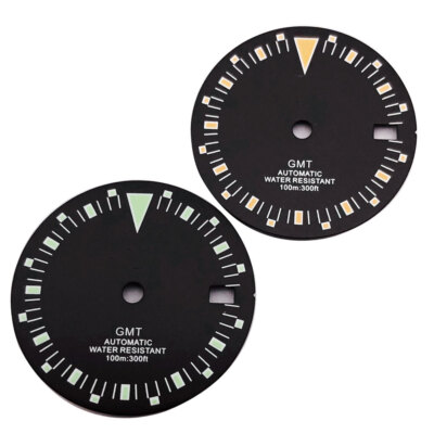 Bliger 29mm Black GMT Watch Dial Luminous fit NH34 NH34A Automatic Movement Date