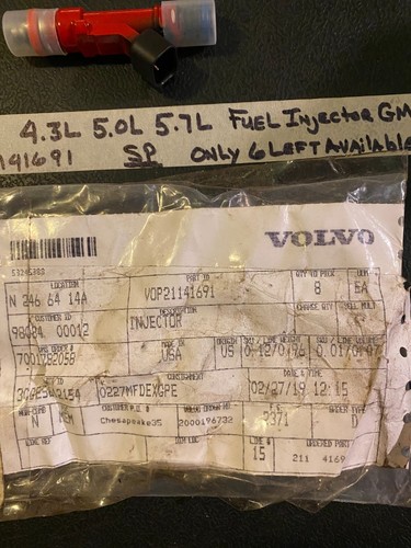 GENUINE VOLVO PENTA FUEL INJECTOR 885176, 21141691. Fits 4.3L 5.0L 5.7L 6.2L V6 - Picture 7 of 9