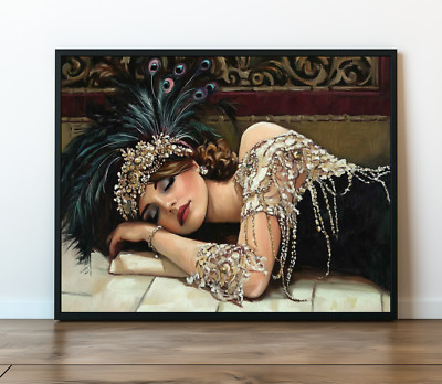 Woman Sleeping After Party Oil Painting Wall Art Print Printed On Canvas