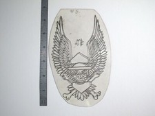 vtg 1960s 1970s Tattoo acetate stencil Wings Shield Skull signed HAR4