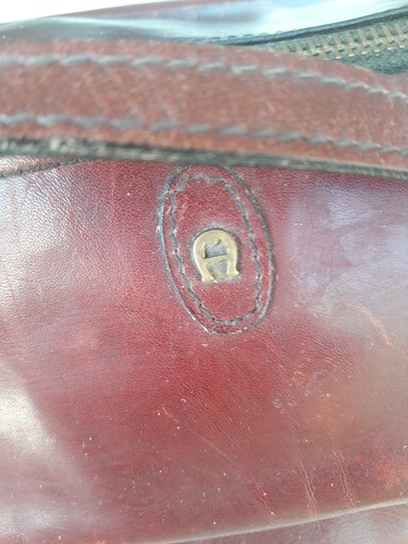 AIGNER Herren Kosmetik Koffer Tasche BAG Damen Leder bordeaux rot Vintage KULTUR - Bild 2 von 13