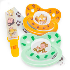 Rearz Adult Pacifiers with Clip - NEW Safari 2-Pack Pacifier/Soother