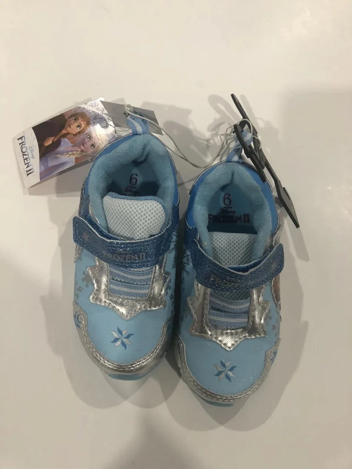 迪士尼冰雪奇缘 II 儿童女孩运动鞋儿童鞋蓝色/银色 7 码 — 第 4/4 张图片