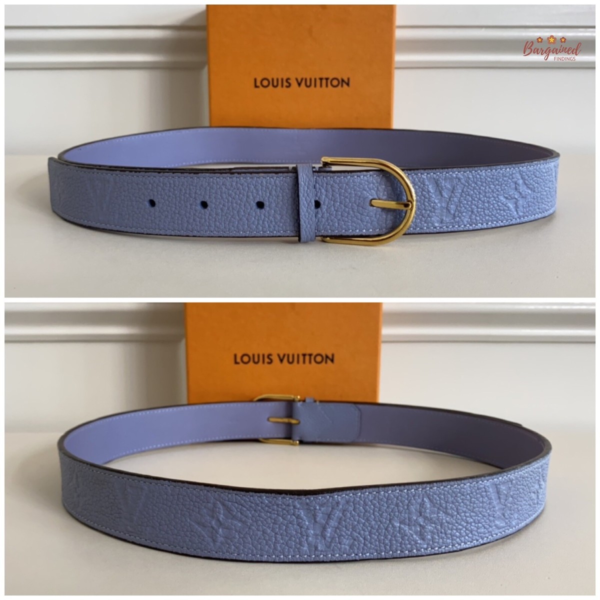 Auth Louis Vuitton Blue Monogram Empreinte Leather Sun Tulle  display picture 3