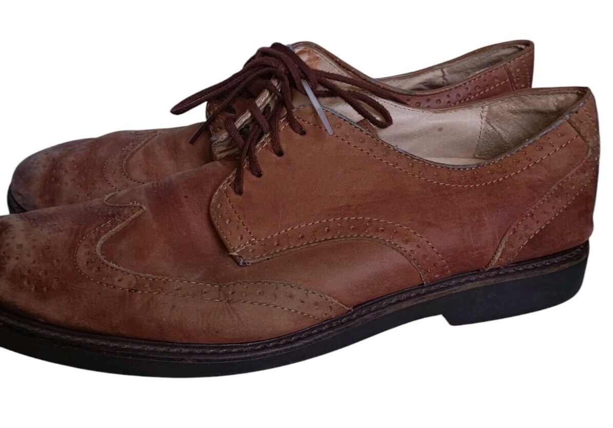 SAOLA Scarpe uomo Thadstuant Comfortech pelle marrone punta a cappuccio Midtown taglia 10 SM001