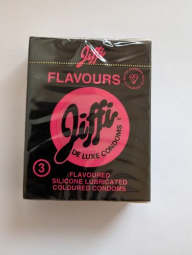 Vintage Jiffi Condoms Flavours Sealed EXPIRED 1996 80's 90's Prop Display Jiffy - Afbeelding 1 van 12