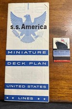 1954 United States Line SS America Cruise Ship Military Miniature Deck Plan