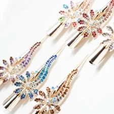 Women Flower Rose Gold Crystal Large Beak Alligator Duck Bill Hair Clip Clamp