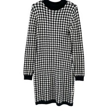 Express Women’s Long Sleeve Sweater Dress, Houndstooth, Sz. M