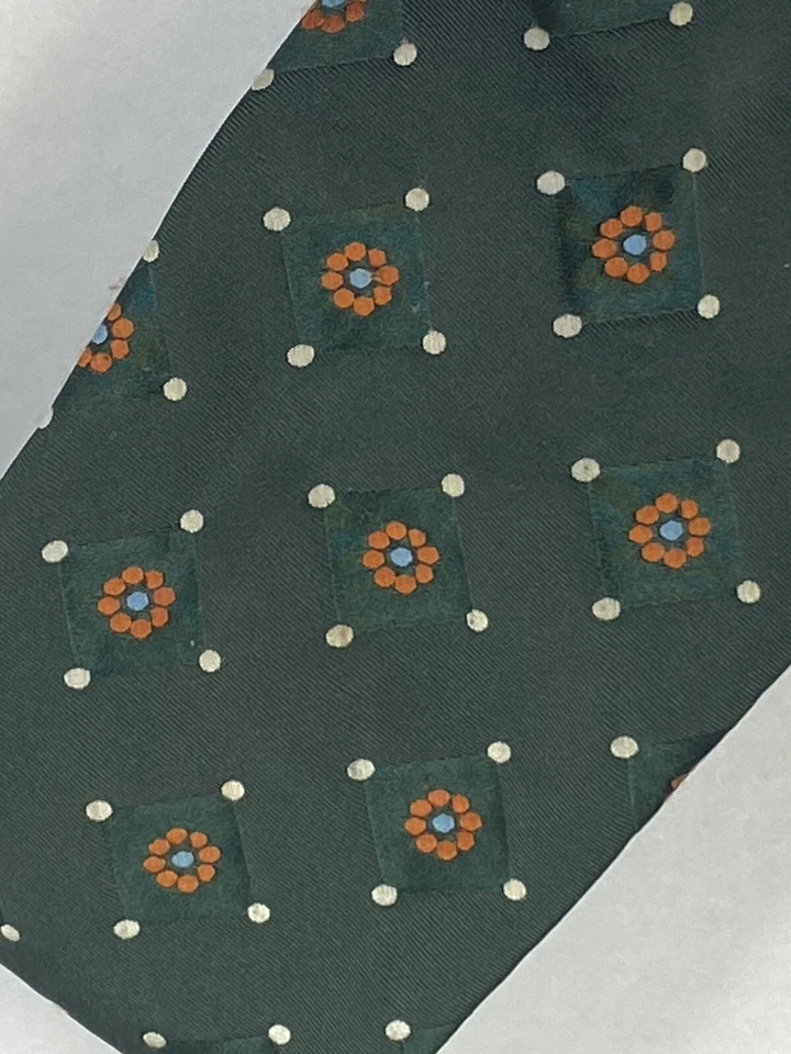 Corbata De Colección Joske’s Para Hombre Verde Con Flores Naranja Años 70’s Poliéster Corbata Hippy Foto 3 de 4