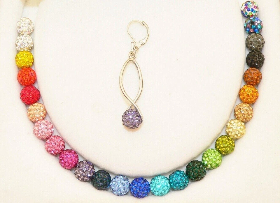 Ohrring Hänger Strass Kristall Shamballa Clay 10mm Edelstahl A 28 Farben 103f - Bild 4 von 4