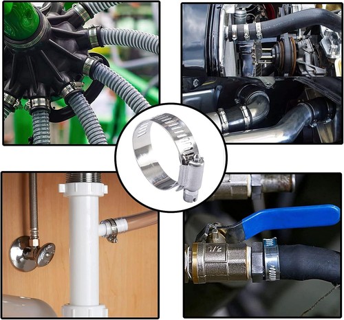 Nuevo paquete de 10 abrazaderas de manguera de banda de acero inoxidable 304 ajustables de 1 1/2"-2 1/2" #32 - Imagen 5 de 6