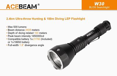 ACEBEAM W30 本体 懐中電灯 Acebeam W30 Long Range LEP Flashlight - 500 Lumens, 2408m throw
