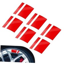 Car Wheel Rim Decal, Car Rims Reflective Stickers, Waterproof Stripes 6 PCS Red