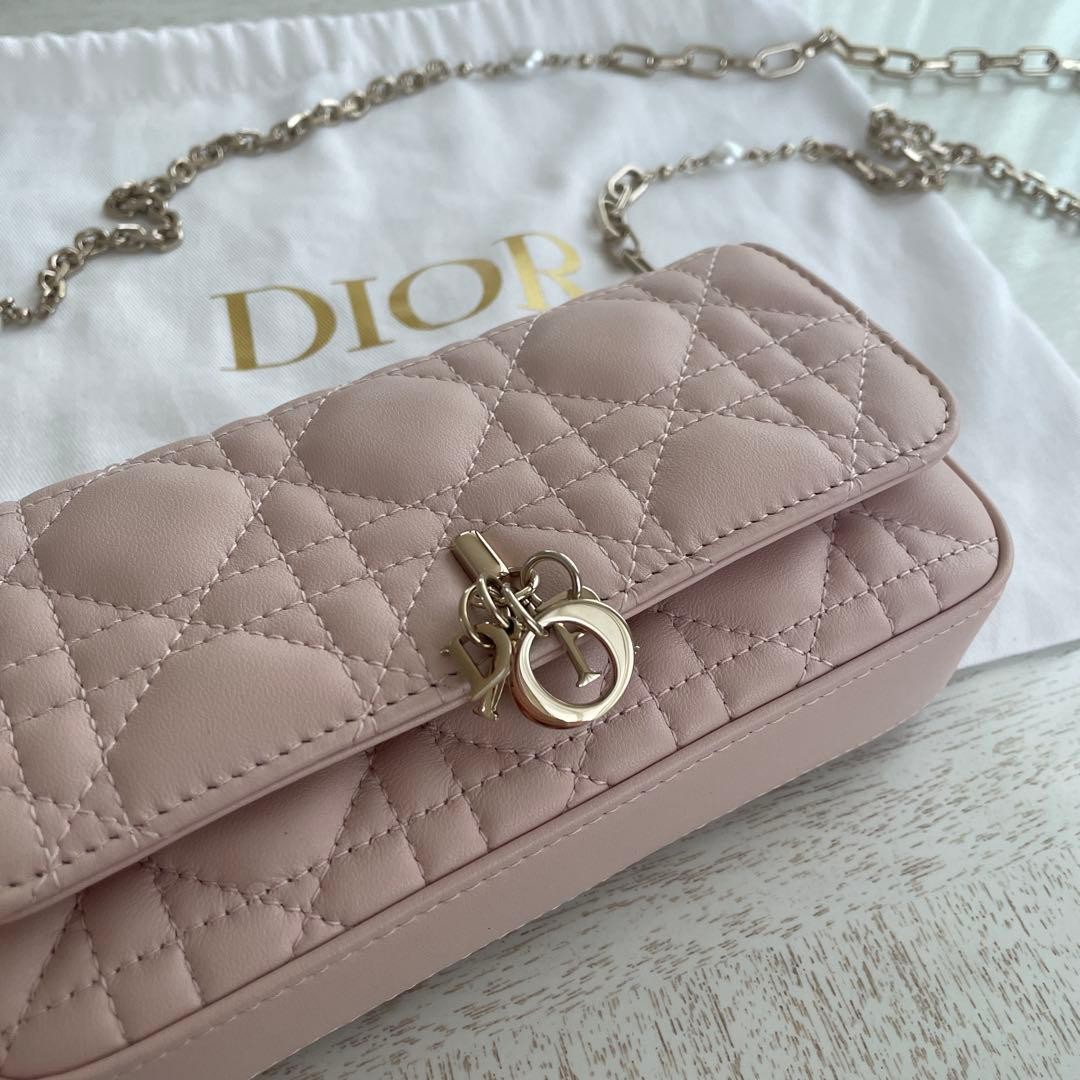 Dior pink leather shoulder bag