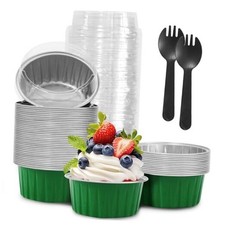 St. Patrick's Day 50Pcs Mini Aluminum Foil Cupcake Baking Cups,5oz Cake Green