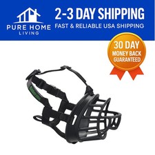 Lightweight Black Dog Muzzle for Medium Dogs - Size 4, Allows Panting Drinking