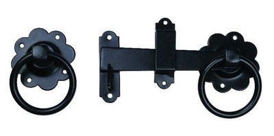 Schwerlast Garten Ring Torriegel schwarz 6''/150mm Zaun Türschnäpper Set