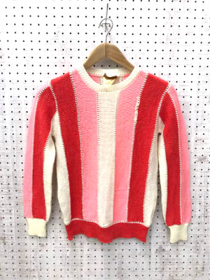 Vintage 1990s Courreges Logo Embroidery Striped Knit Sweater S France