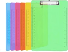 6 Pack Clear Plastic Clipboards Letter Size Low Profile Office 12.5 x 9 Inch