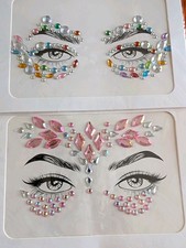 Multicolor Rhinestone Stick-on Face Gems For Concerts, Festivals, Costumes 2 Ct