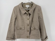 Banana Republic Linen Blend Full Big Button Jacket Blazer Size 8 Beige