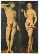 FLORENCE ITALY Artist Postcard LUCAS CRANACH THE ELDER Adam & Eve UFFIZI GALLERY